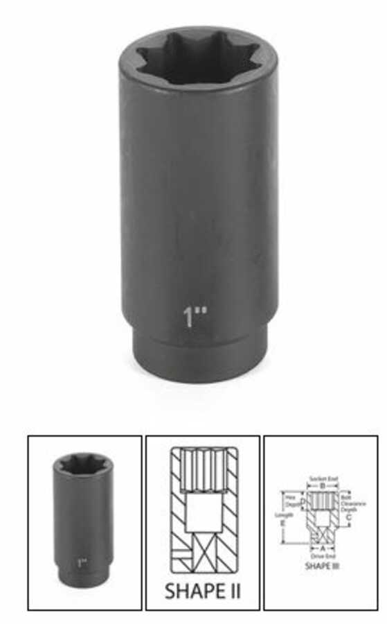 1/2" Drive x 13/16" Deep - 8 Point Impact Socket