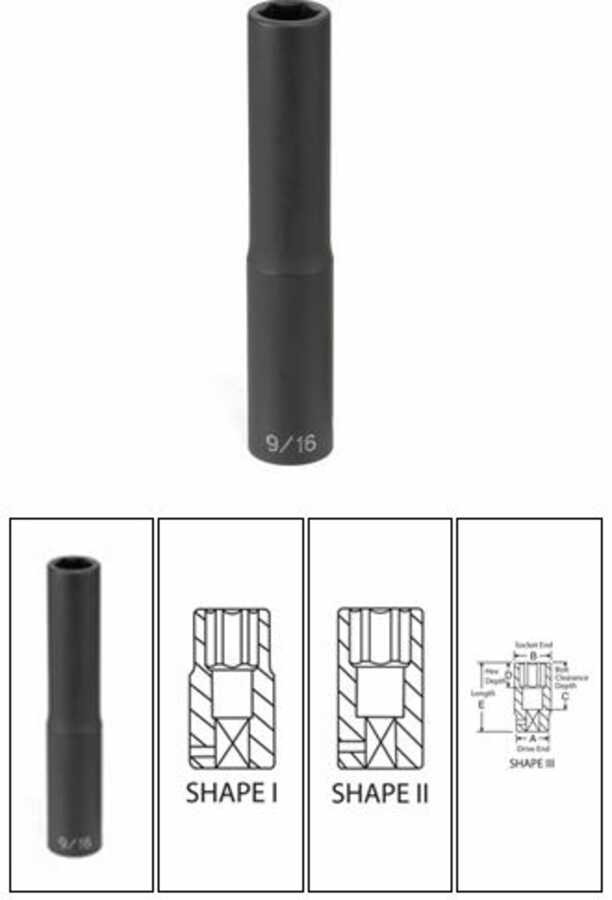 1/2" Drive x 3/8" Extra-Deep Impact Socket