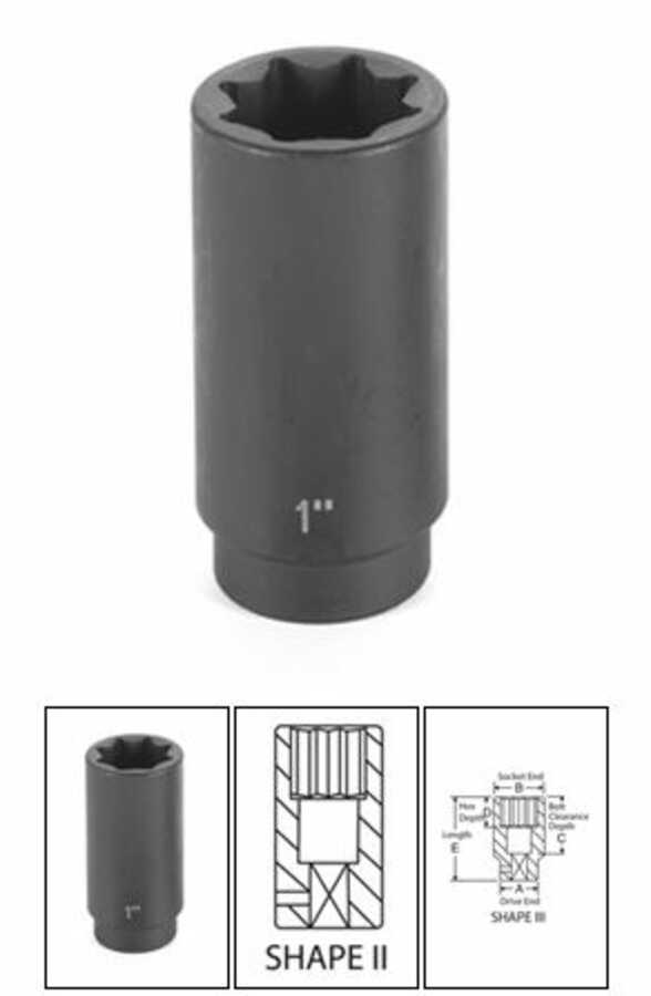 1/2" Drive x 5/8" Deep - 8 Point Impact Socket