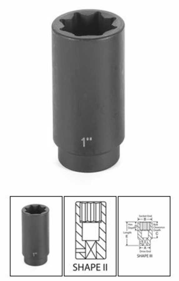 1/2" Drive x 1-1/16" Deep - 8 Point Impact Socket