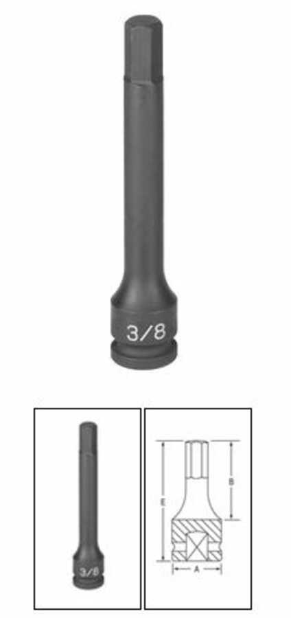 3/8 Inch SAE Hex Driver 4 Inch Length Impact Socket 7/16 Inch