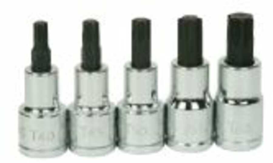 5 pc 1/2" Drive Torx® Bit Socket Set on Rail and Clips