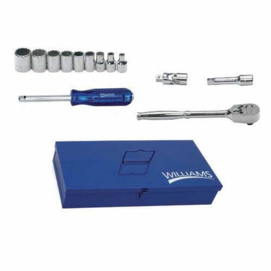 13 pc 1/4" Drive 12-Point SAE Shallow Socket and Drive Tool Set