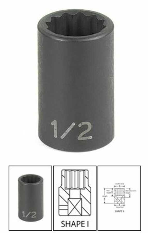 3/8" Drive x 17mm 12 Point Standard Impact Socket