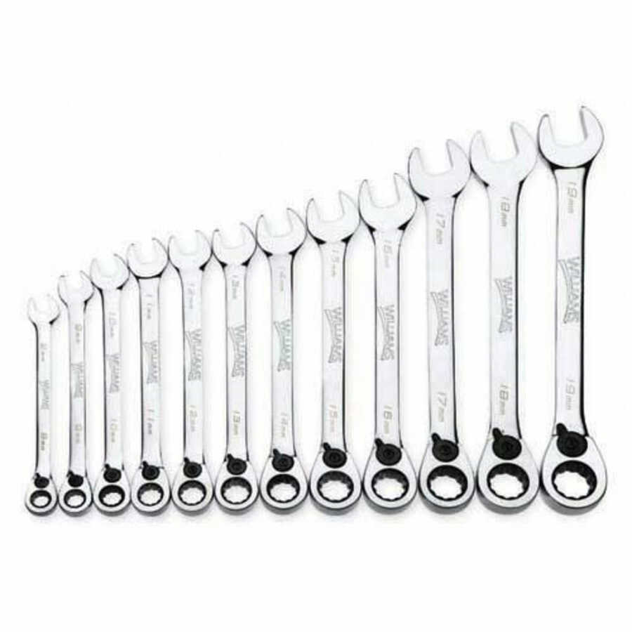 12 pc Metric Reversible Ratcheting Combination Wrench Set