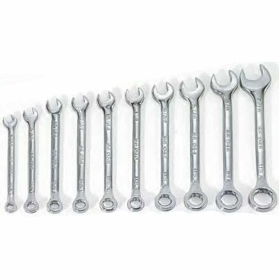 6 & 12 Point Full Polish Midget Combination Wrench Set 10 Pc