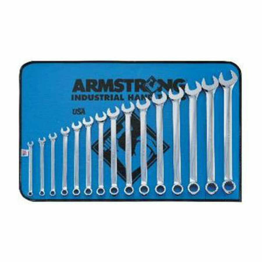 15 Piece 12 Point Metric Full Polish Long Combination Wrench Set ...