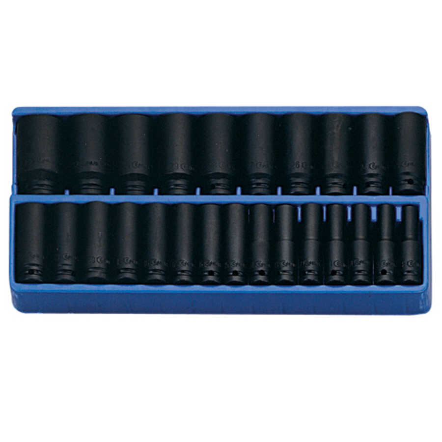 25 Pc 1/2" Drive Cr-Mo Metric Deep Impact Socket Set