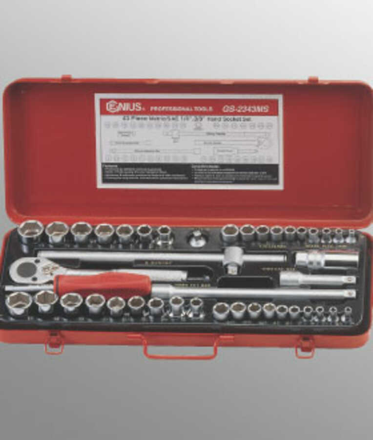 43PC 1/4 & 3/8" Dr. Metric & SAE Hand Socket Set