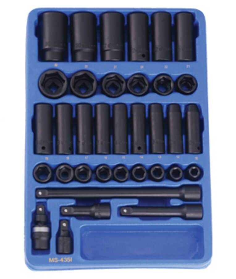 35PC 1/2" Dr. Metric Deep Impact Socket Set