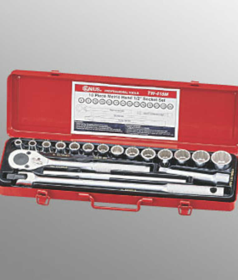 18PC 1/2" Dr. 12-pt. SAE Hand Socket Set