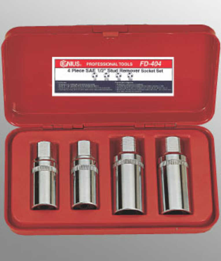 4 Piece 1/2" Drive Metric Stud Remover Socket Set