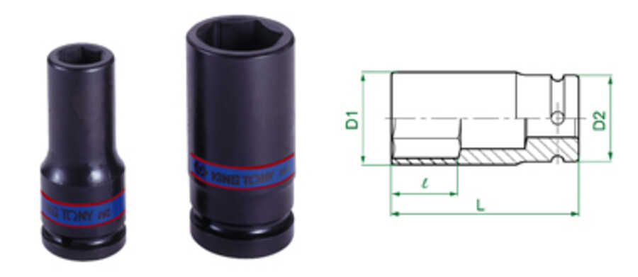 3/4" Drive Impact 24mm Deep Thin Wall Socket 6 Point Metric