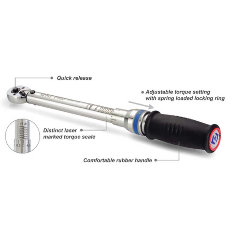 1/4" Drive Adjustable Torque Wrench 4-20nm