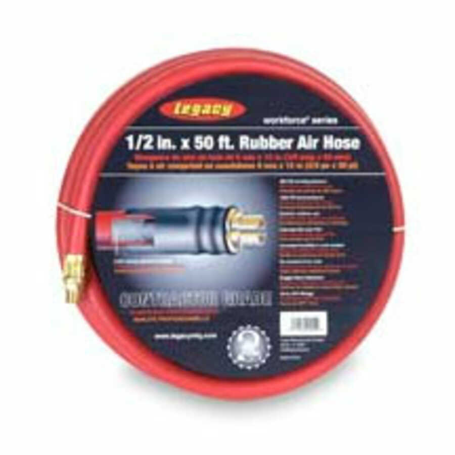 Workforce Series Rubber Air Hose 3/8 Inch MNPT Ends, Bend Restri