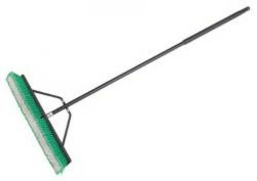 18" Push Broom Head, 60" Coated Metal Handle with Swivel Hang Up