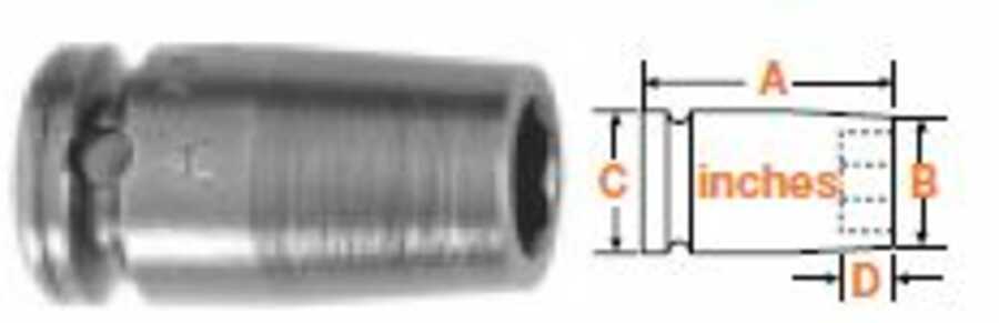 1/4" Square Drive Socket, SAE x 5/8" Hex Opening