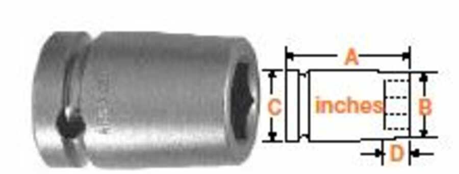 1/2" Square Drive Socket, SAE 1" Hex Opening