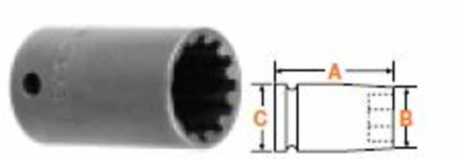 1/4" Square Drive Socket For Spline Fasteners