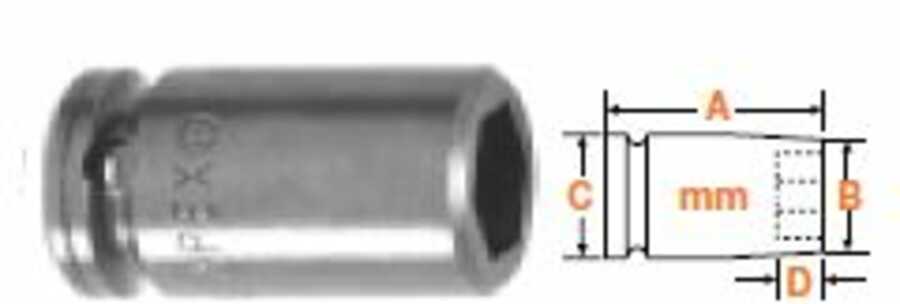 3/8" Square Drive Socket, Metric 15mm Hex Opening 38.1mm Overal