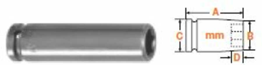 3/8" Square Drive Socket, Metric 12mm Hex Opening