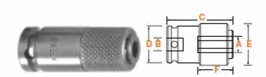 1/4" Square Drive 1/4" Hex Opening Quick Releasing Chuck