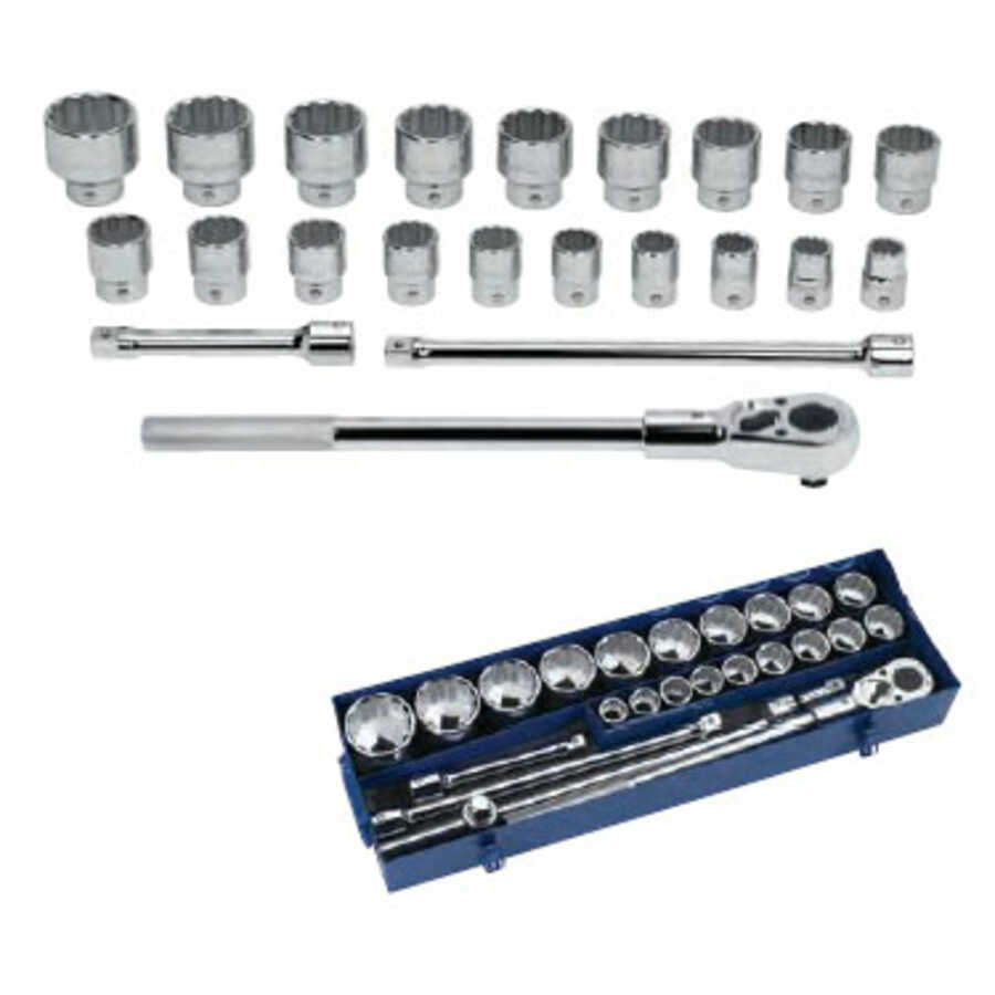 23 pc 3/4" Drive -Point Metric Shallow Socket and Drive Tool Set