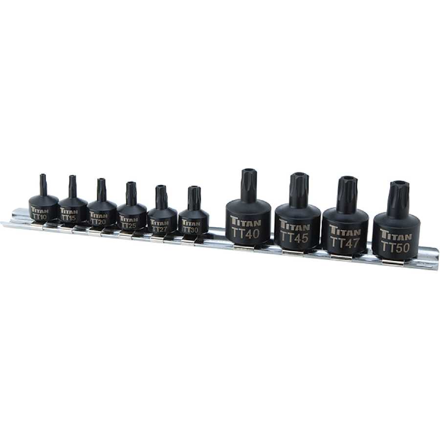 10 Pc Tamper Resistant Stubby Star Bit Socket Set