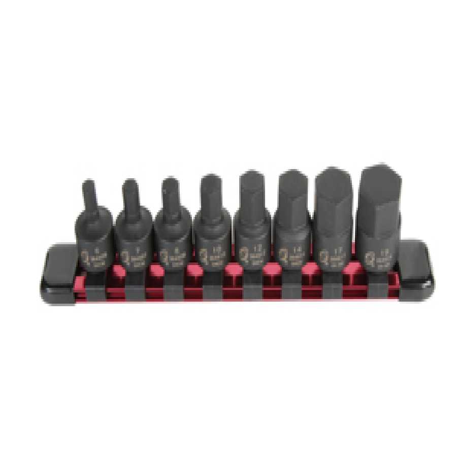 8PC 3/8\" MET STUB IMPACT HEX SET