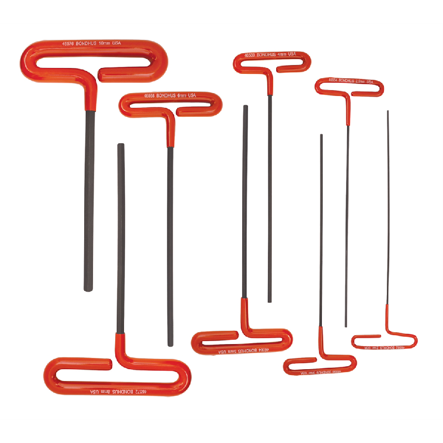 9" Cushion Grip Loop T-Handle Hex Wrenches, 8 piec