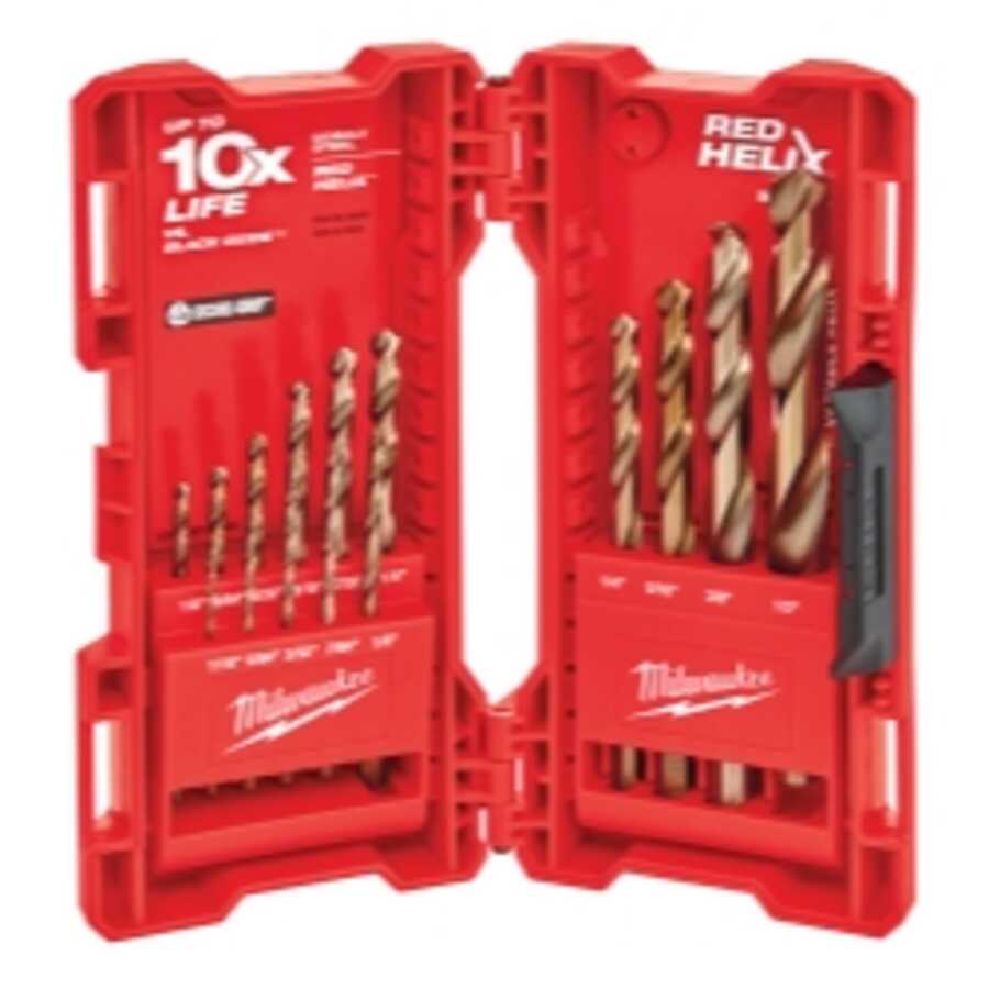 15 Piece Cobalt RED HELIX Drill Bit Kit