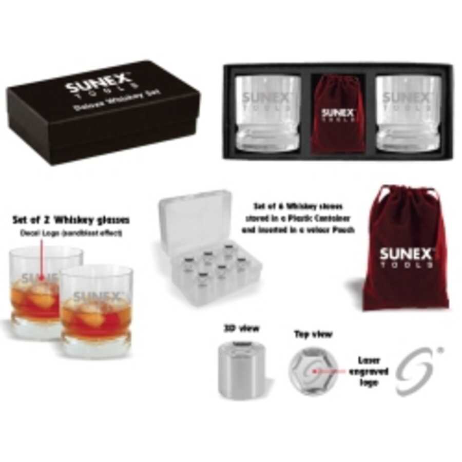 Sunex Whiskey Glass Set w/ Stones