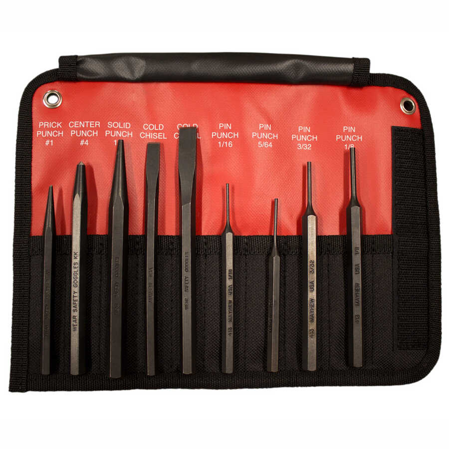 9 PC PUNCH & CHISEL SET, STANDARD