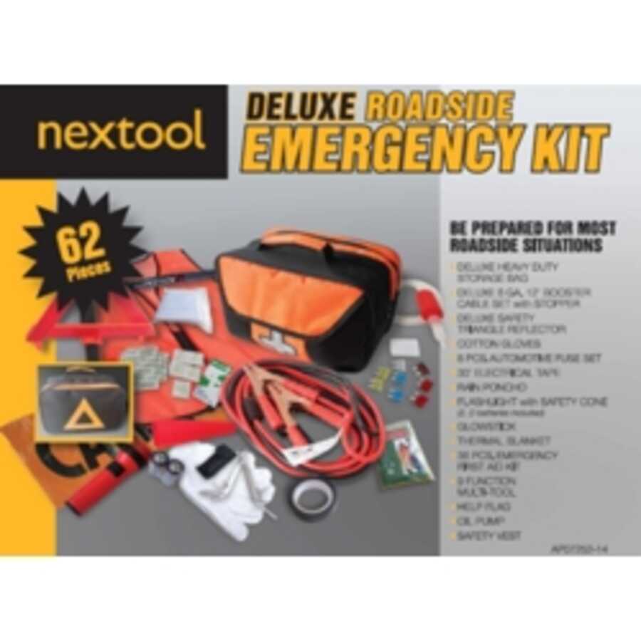 62 Pc. Deluxe Roadside Emergency Kit