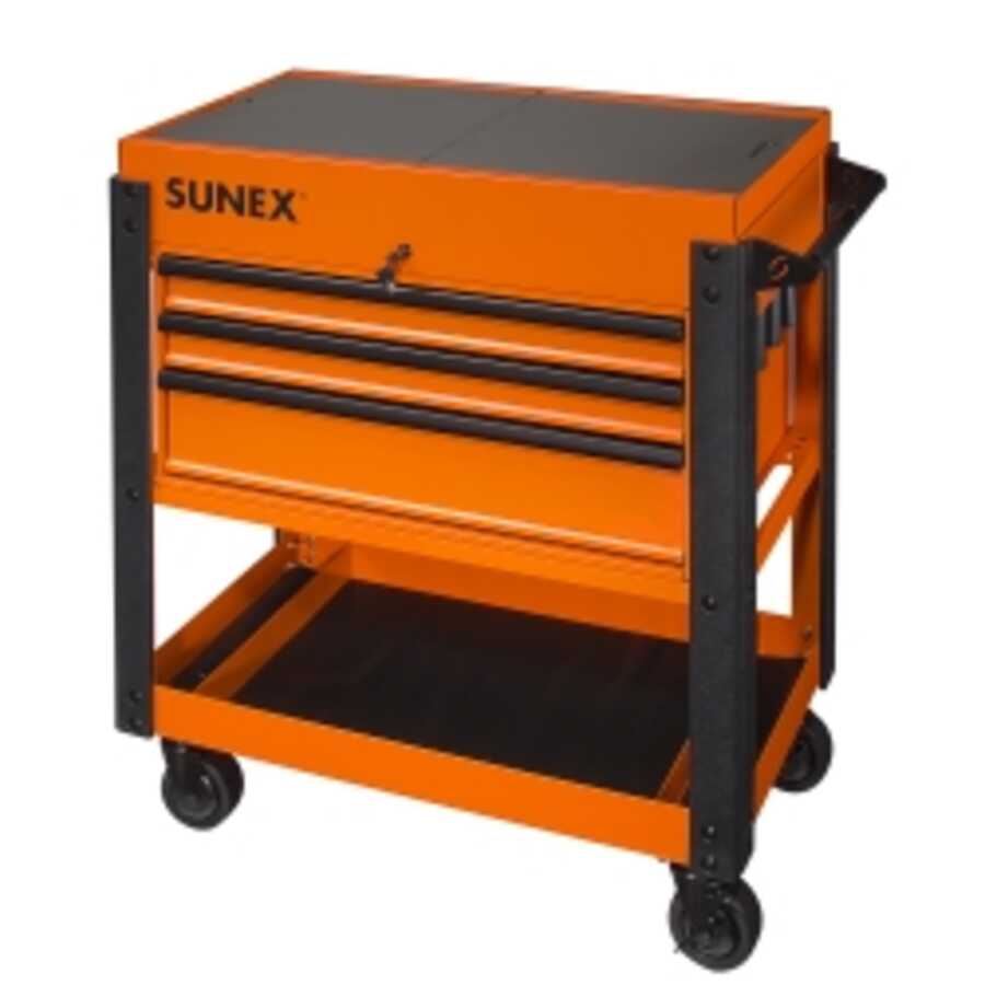 3 Drawer Slide Top Utility Cart w/ Power - Orange