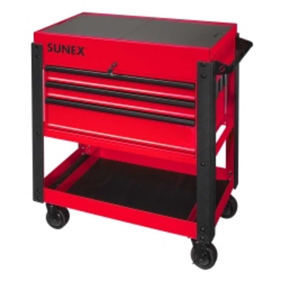 3 Drawer Slide Top Utility Cart w/ Power - Red