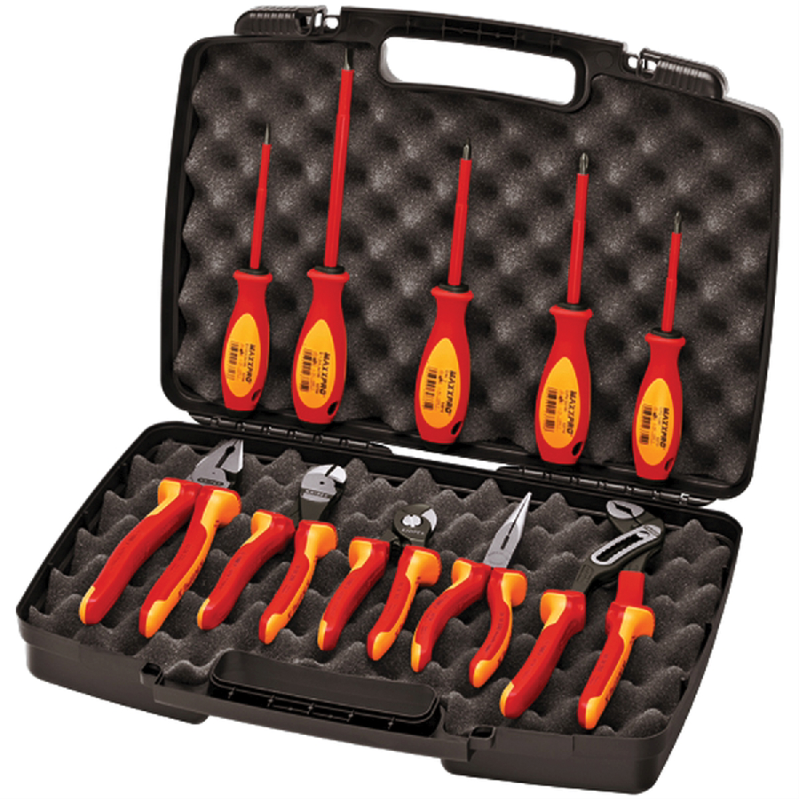 10 Pc Pliers and Screwdriver Tool Set-1000V Insulated Hard Case