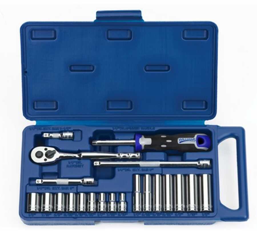 21 Piece 1/4" Drive Socket and Drive Tool Set