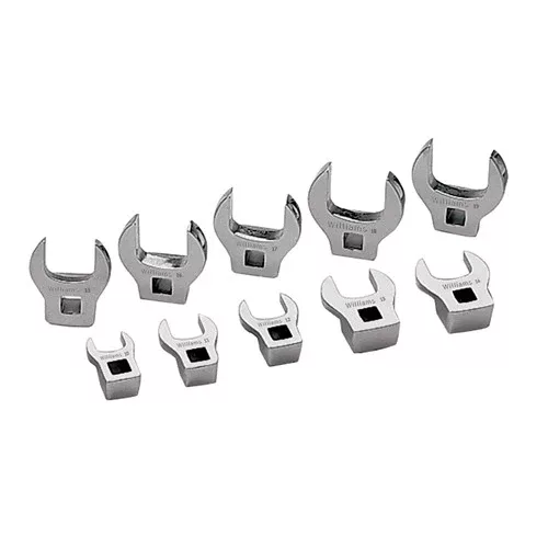 10 pc 3/8" Drive -Point SAE Open-end Crowfoot Wrench Set on Rail (image for) 10 pc 3/8" Drive -Point SAE Open-end Crowfoot Wrench Set on Rail