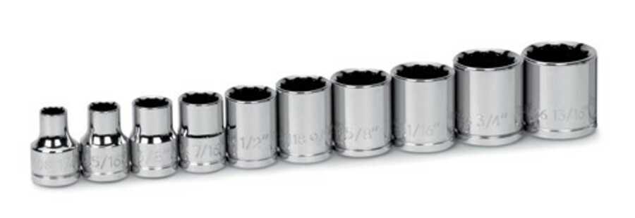 10 Piece 3/8" Drive Shallow 12 Point Socket Set on