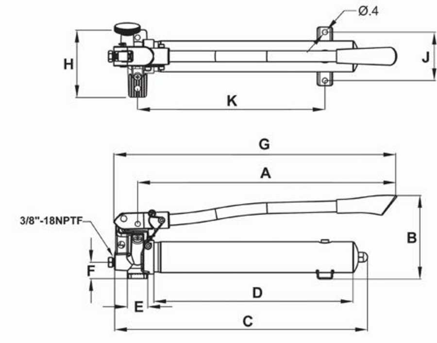 Single Speed Hand Pump 36.5.0 in Usable Oil Capacity