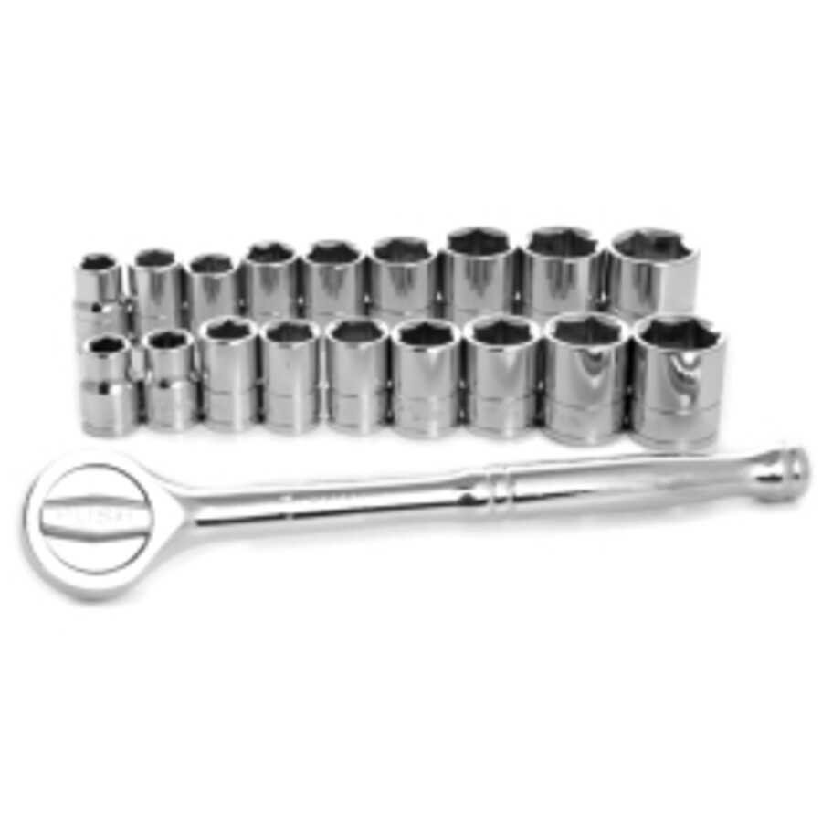 19 PC SAE / METRIC SOCKET SET WITH RATCHET