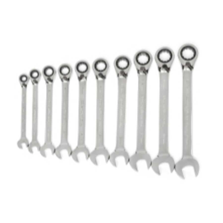 10PC Metric Reversing Ratcheting Comb Wrench Set