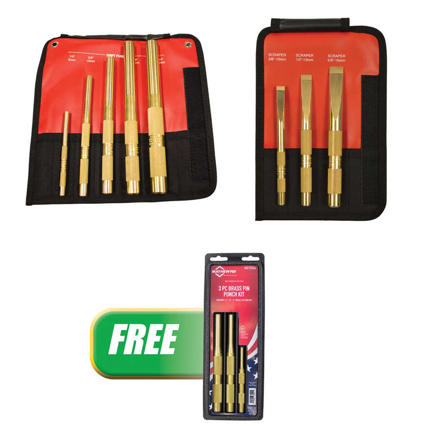 5PC BRASS PUNCH KIT W/FREE