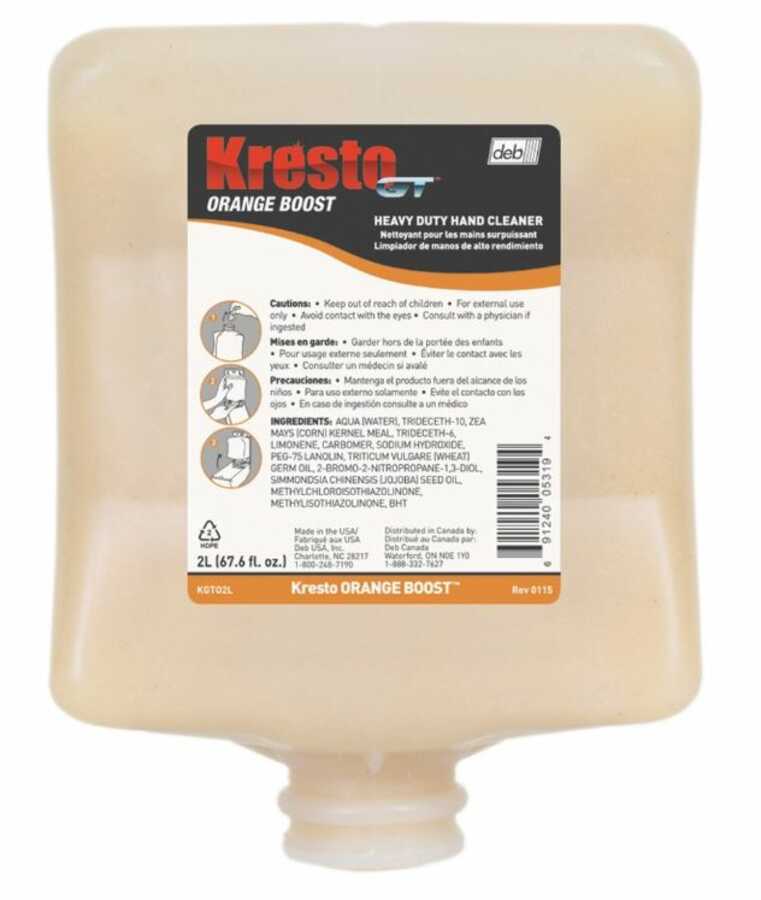 KrestoGT Orange Boost Hand Cleaner, 2L Cartridge, Case of 4