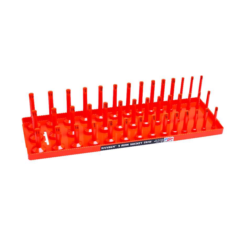 1/2" SAE 3-Row Socket Tray - Orange