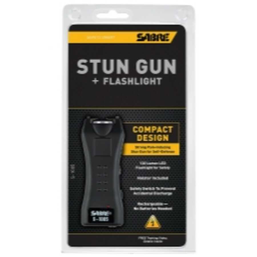 SABRE Black Dual Capacitor Stun Gun with Flashligh