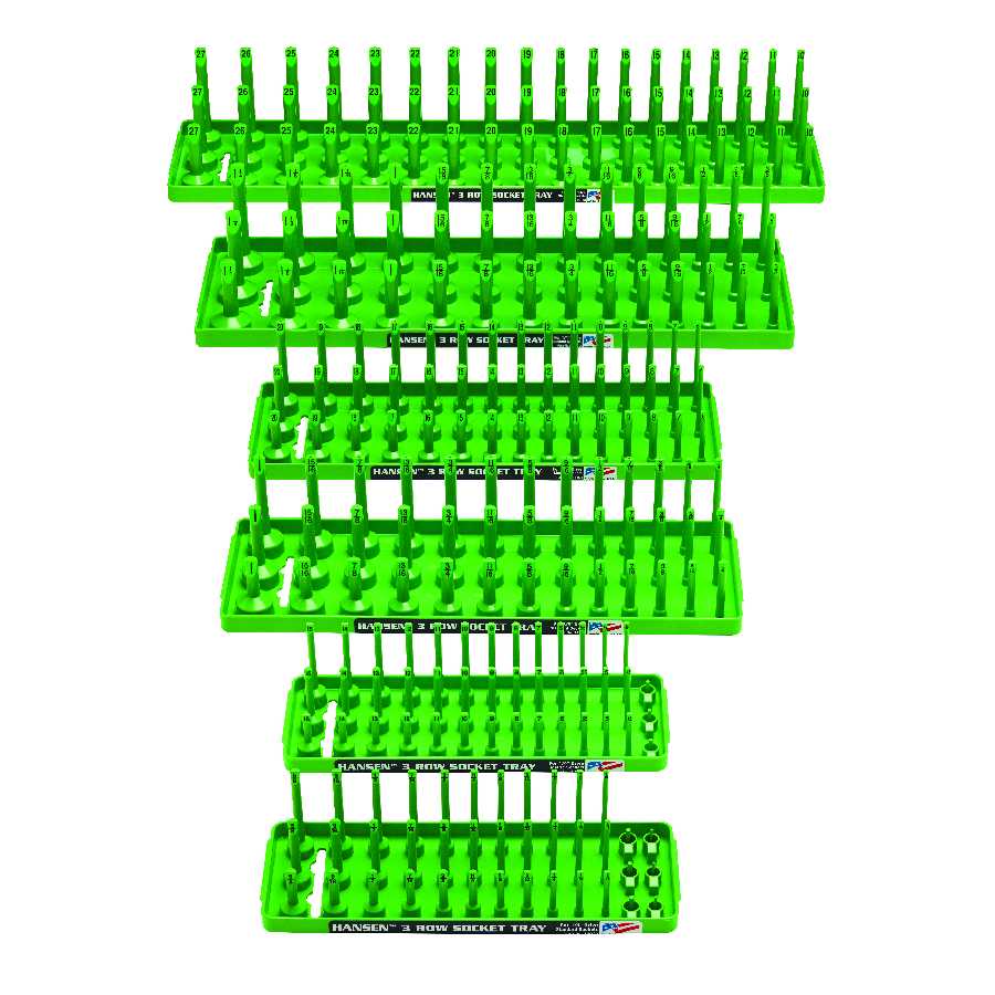 6 Piece 3 Row Socket Tray Set - Green