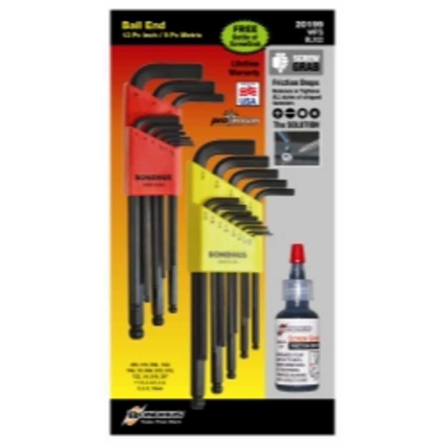 BALL END L-WRENCH SET with FREE SCREW GRAB