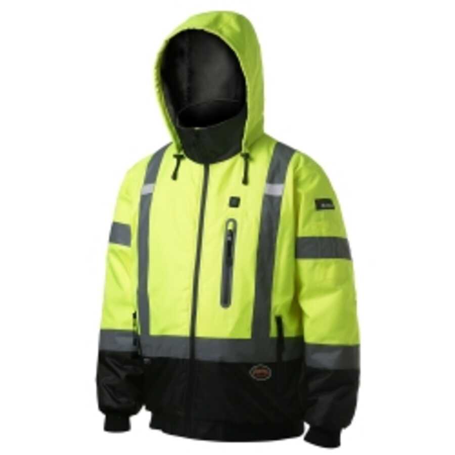 Hi-Vis Heated Bomber Jacket Yellow-M